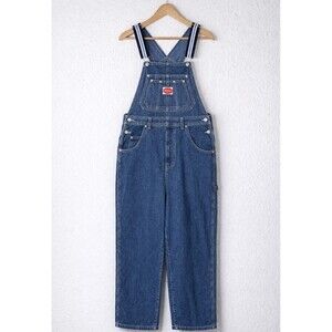 Vintage Revolt Overalls Womens Large Denim Y2K Striped Strap Wide Leg 90s Street